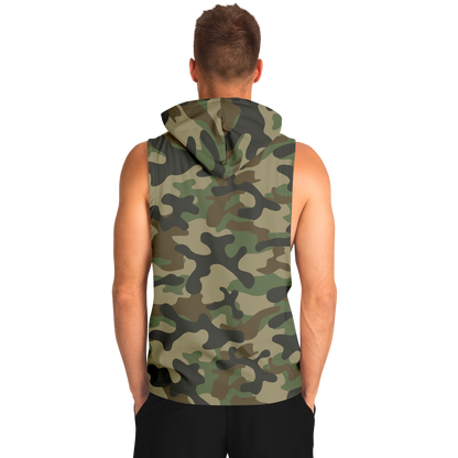 Sleeveless Hoodie | Military Brown Camouflage