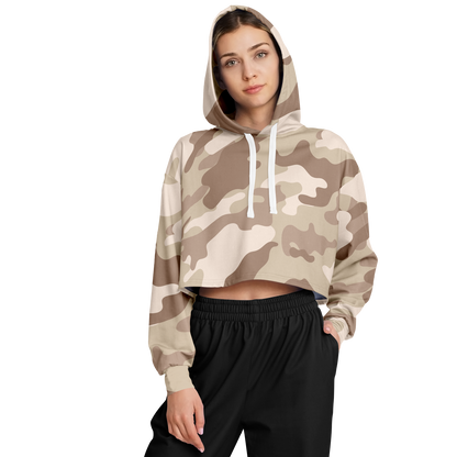 Cropped Hoodie For Women | Brown Desert Camouflage