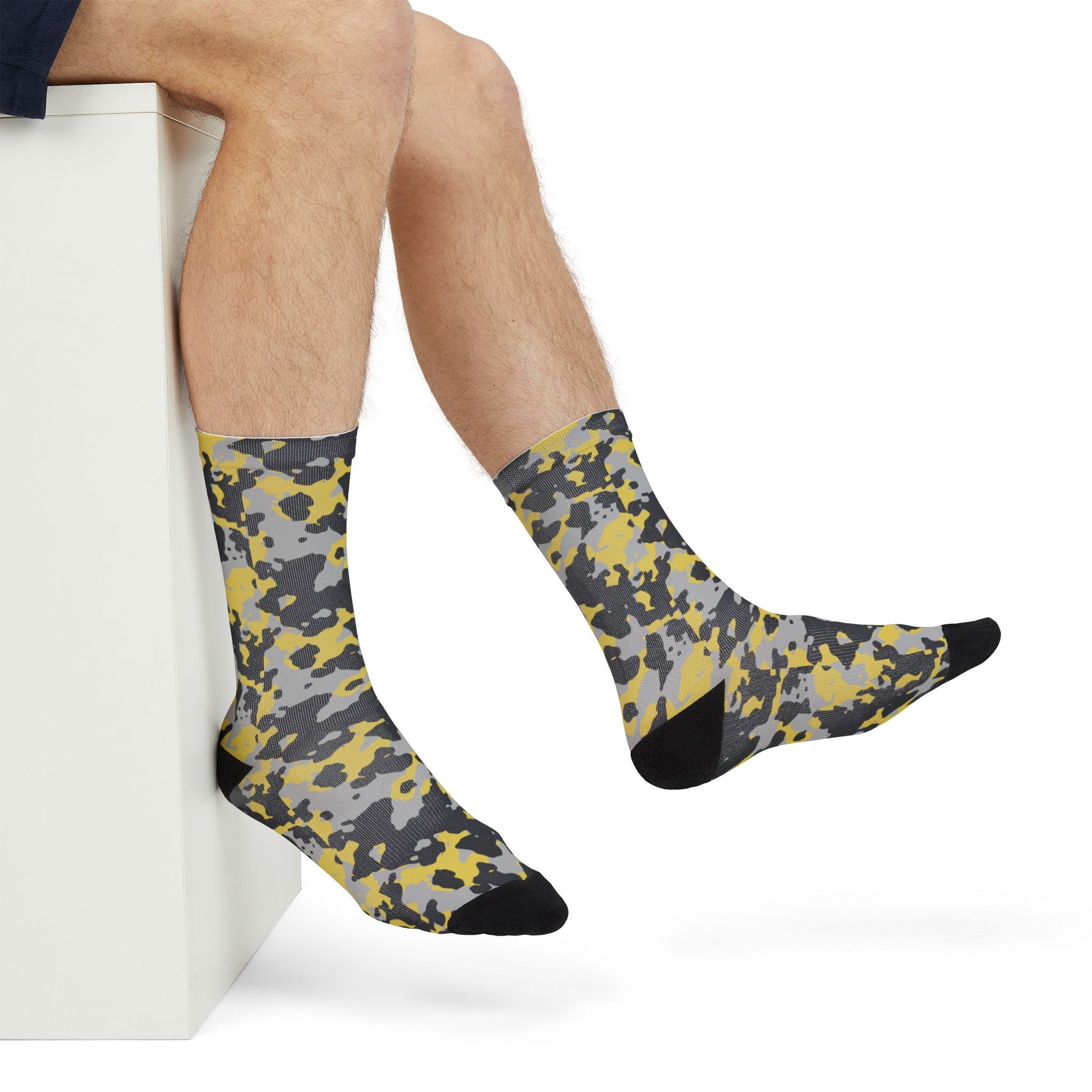 Camo Socks | Yellow, Black, and Silver | Sublimation Crew