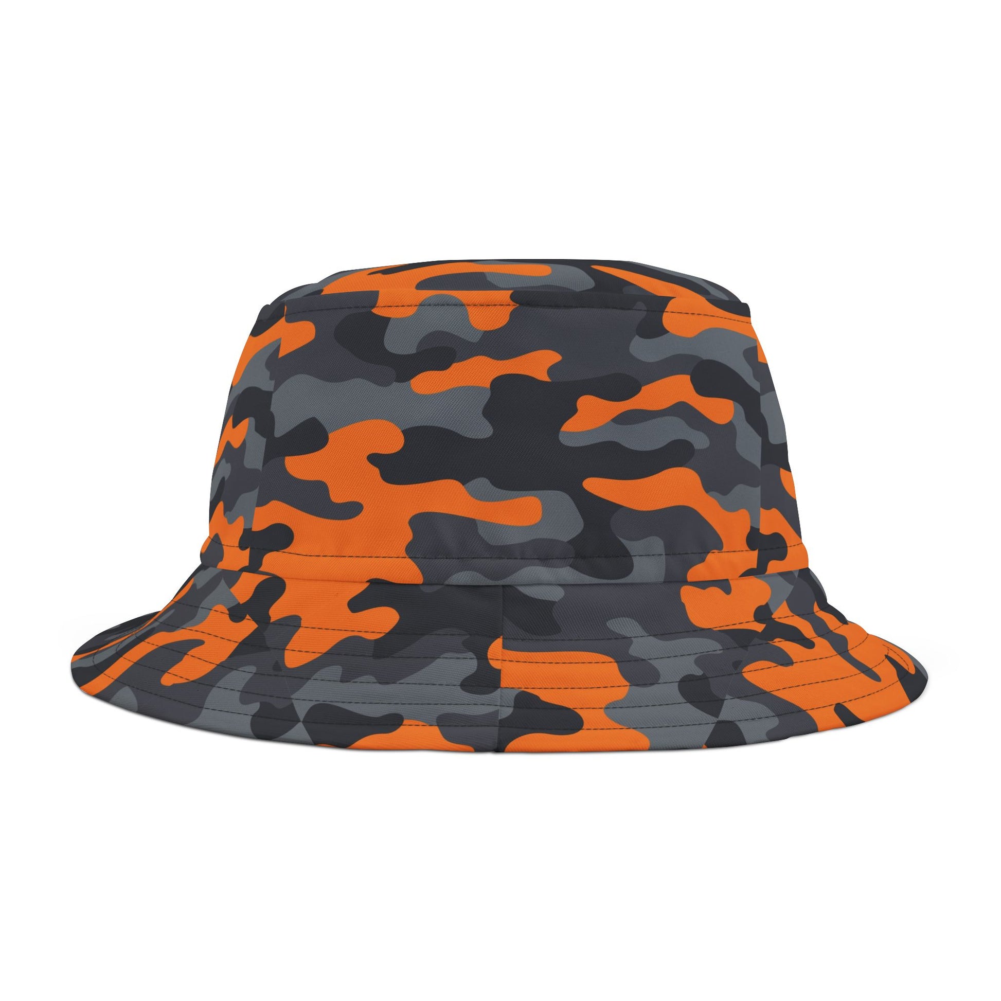 Camo Bucket Hat | Orange, Black, and Gray Camouflage