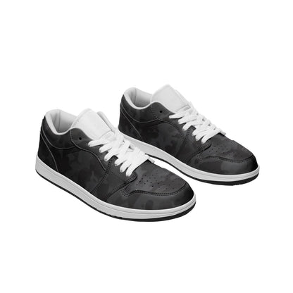 Black Army Camouflage Sneakers | Unisex Low Top Leather