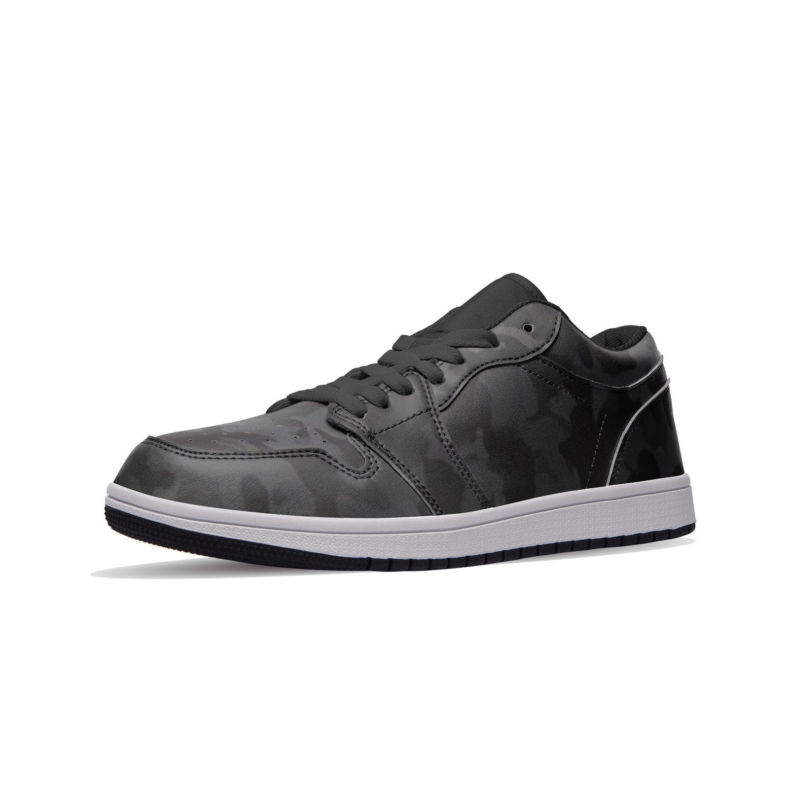 Black Army Camouflage Sneakers | Unisex Low Top Leather