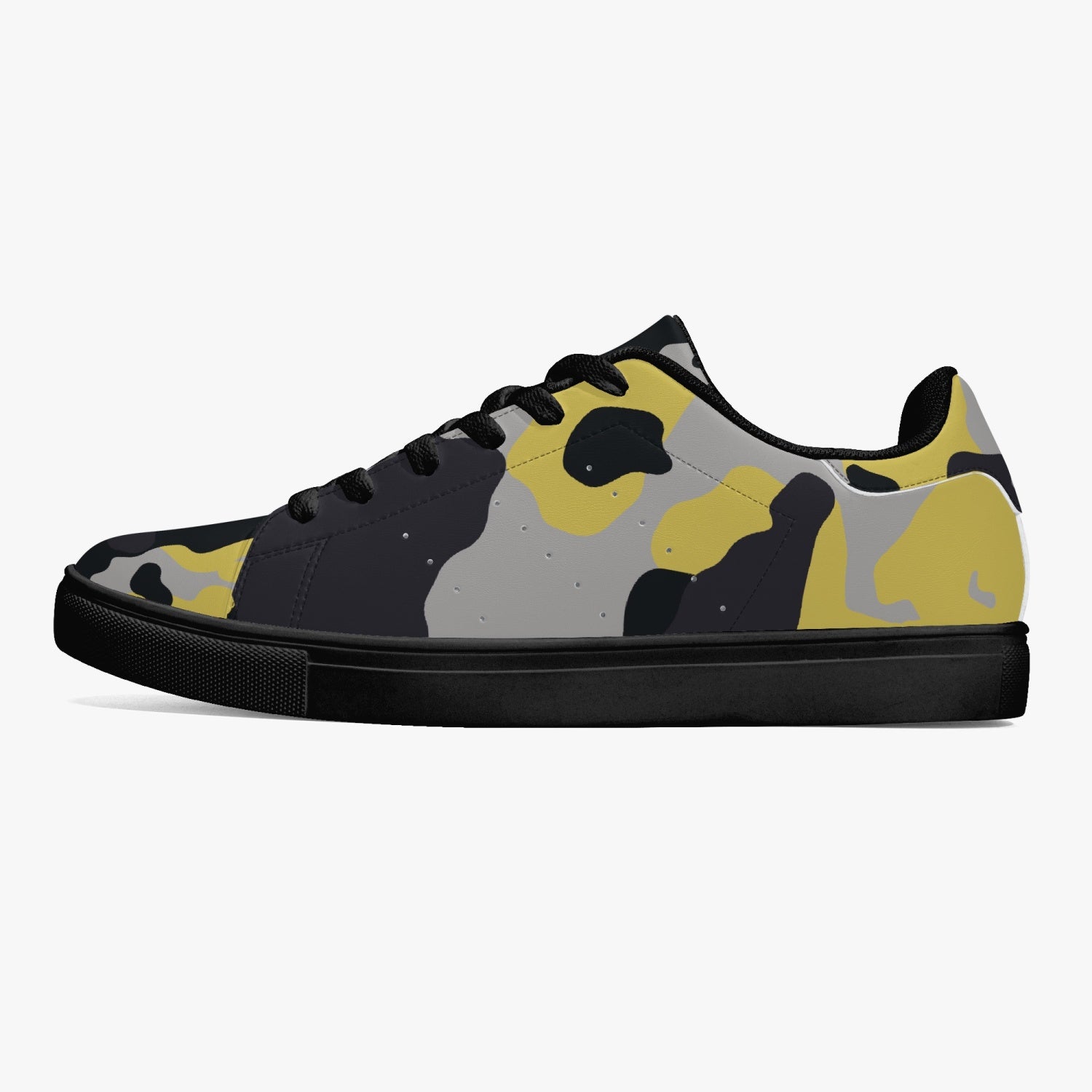 Camo Sneakers | Classic Low-Top Leather | Yellow, Black, & Silver