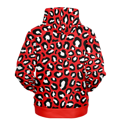 Leopard Hoodie | Red, Black and White Pattern