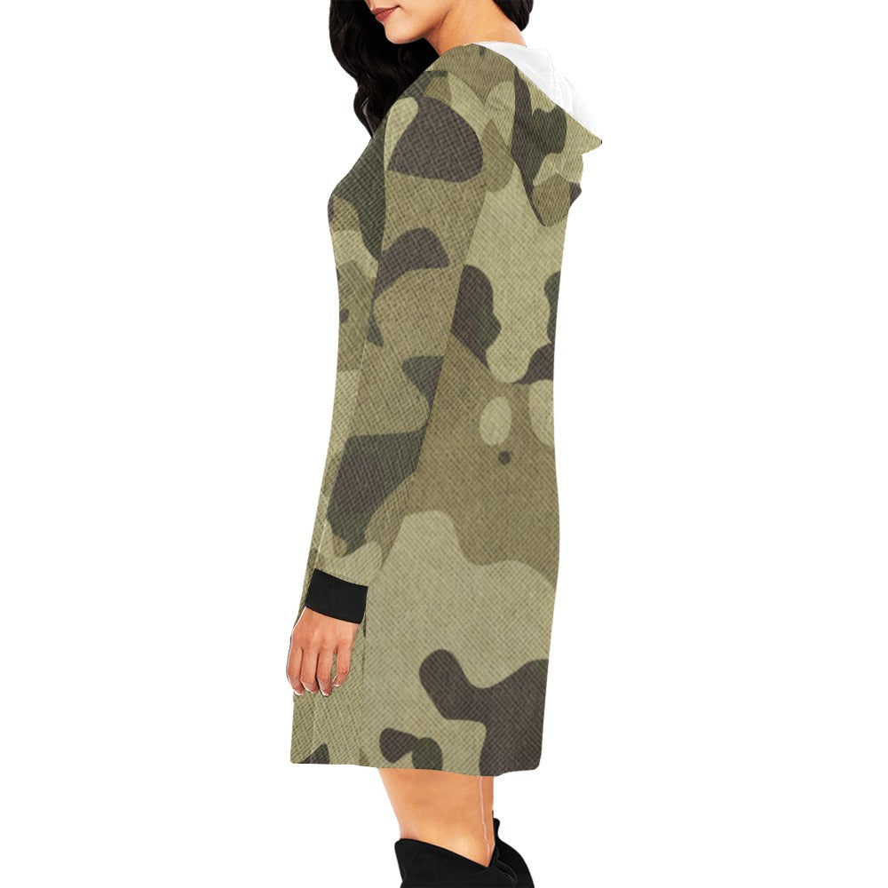 Camo Hoodie Dress | Green Fabric Camouflage