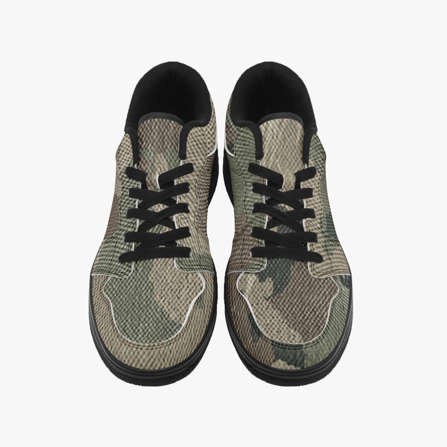 Camo Sneakers | Dirty Brown Low-Top Leather Camouflage Shoes