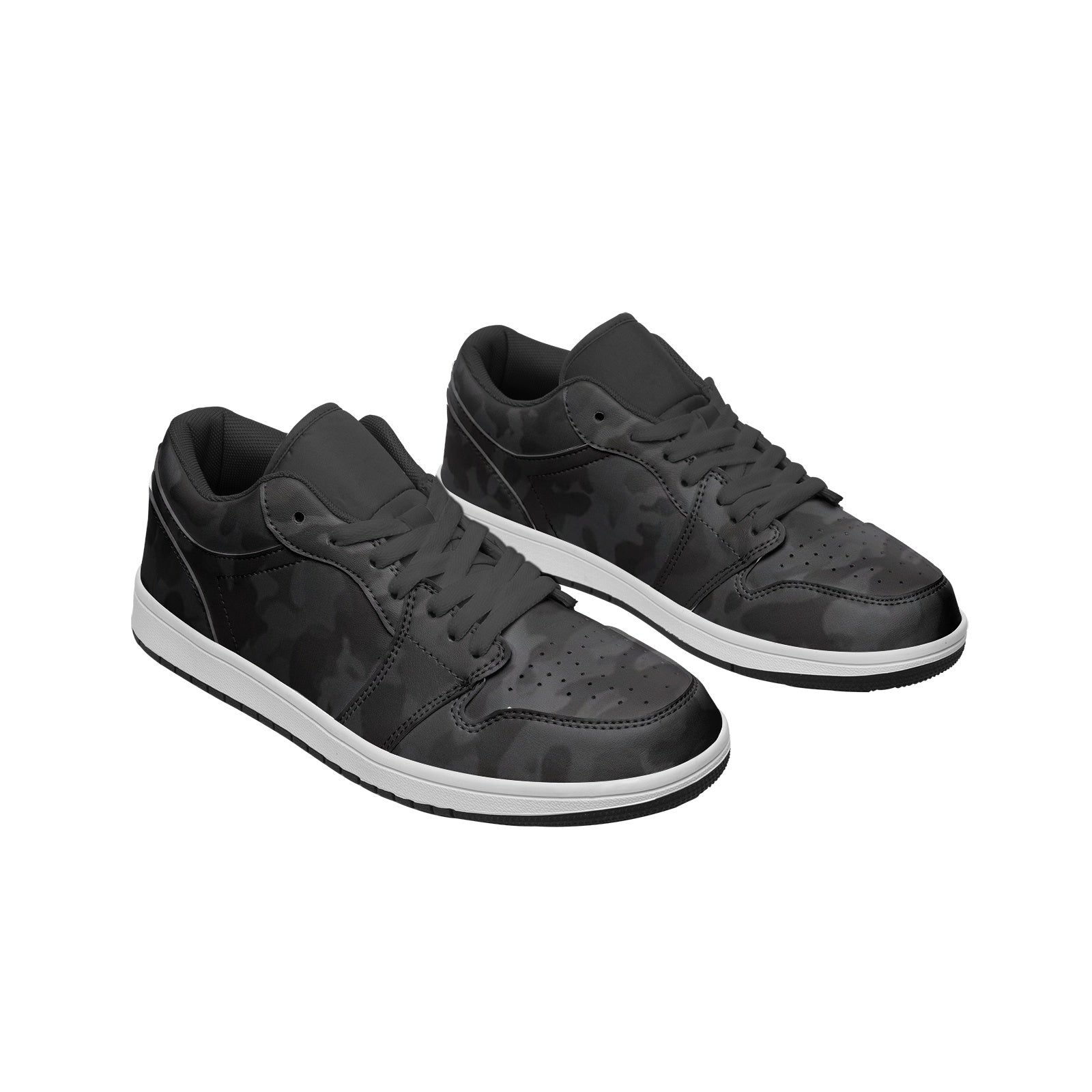 Black Army Camouflage Sneakers | Unisex Low Top Leather