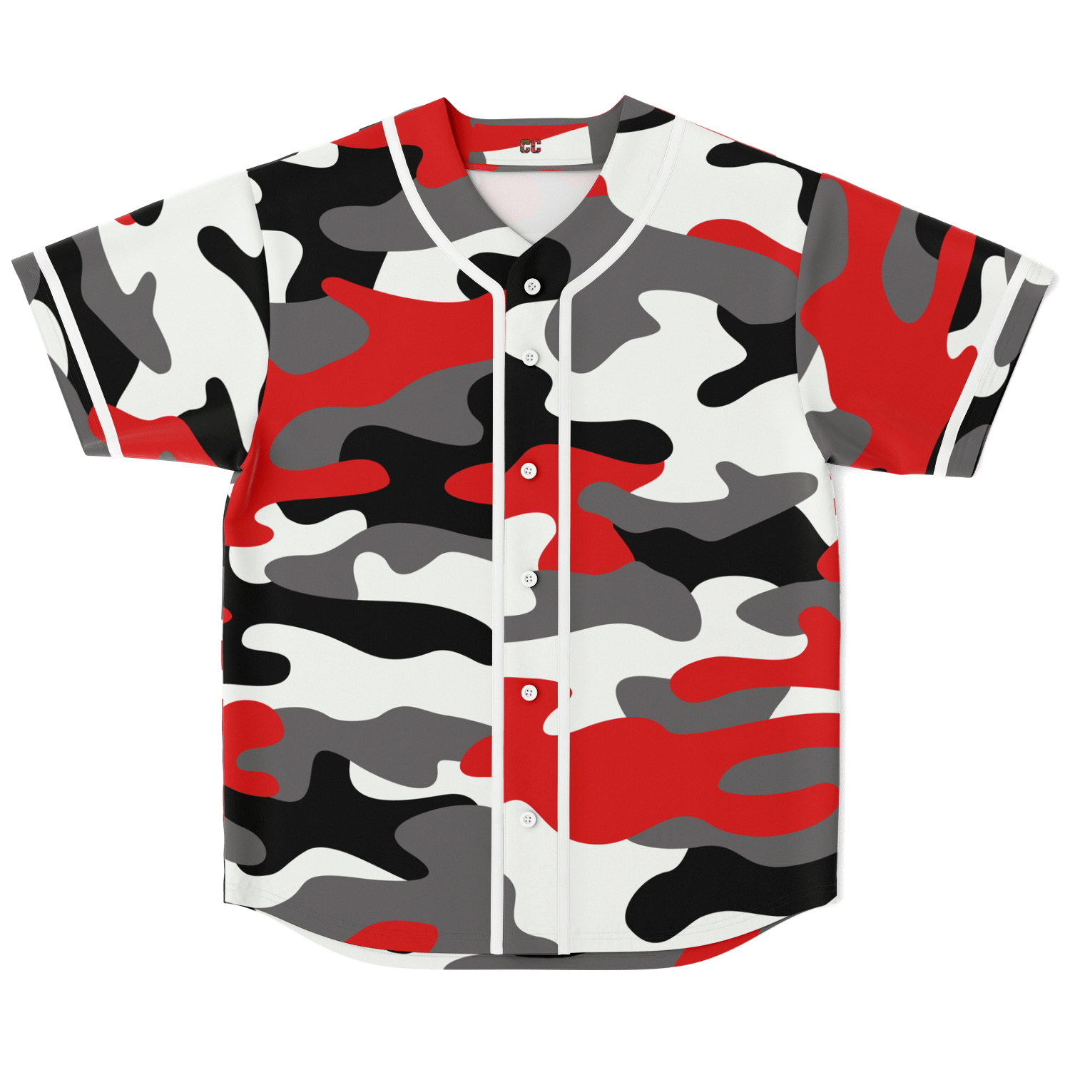 Camo Baseball Jersey | Red, Black & White Camouflage