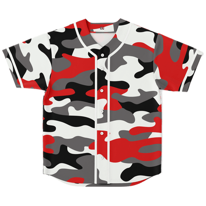 Camo Baseball Jersey | Red, Black & White Camouflage