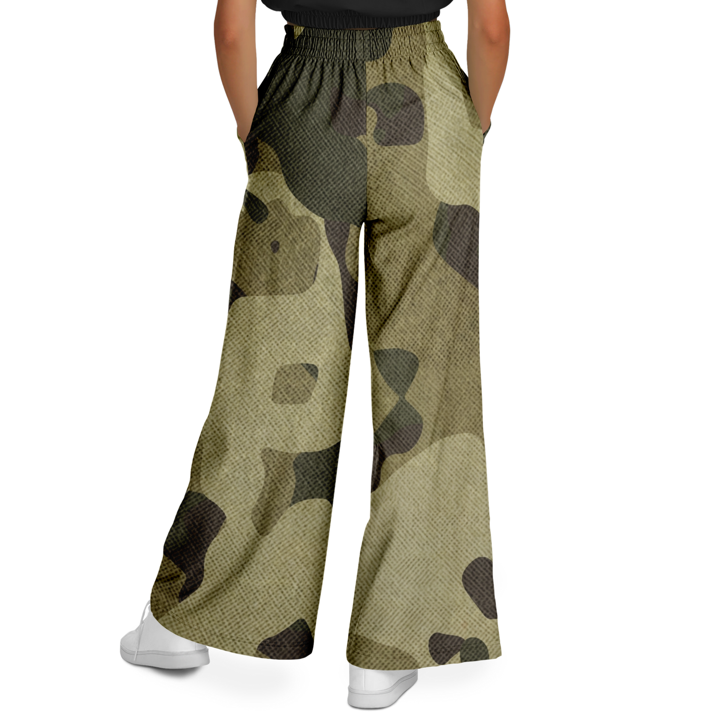 Camo Wide Leg Pants | Green Fabric Camouflage