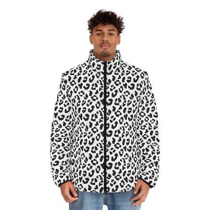 Leopard Puffer Jacket For Men | Black & White