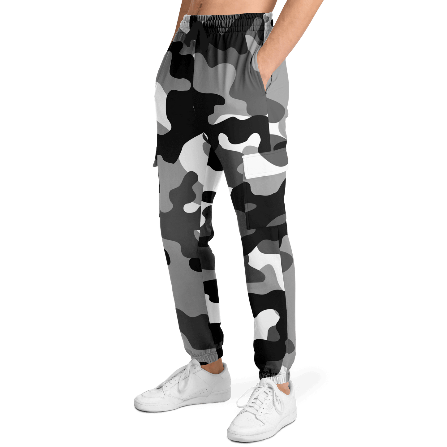 Camo Cargo Pants | Unisex | Black, White & Gray Camouflage