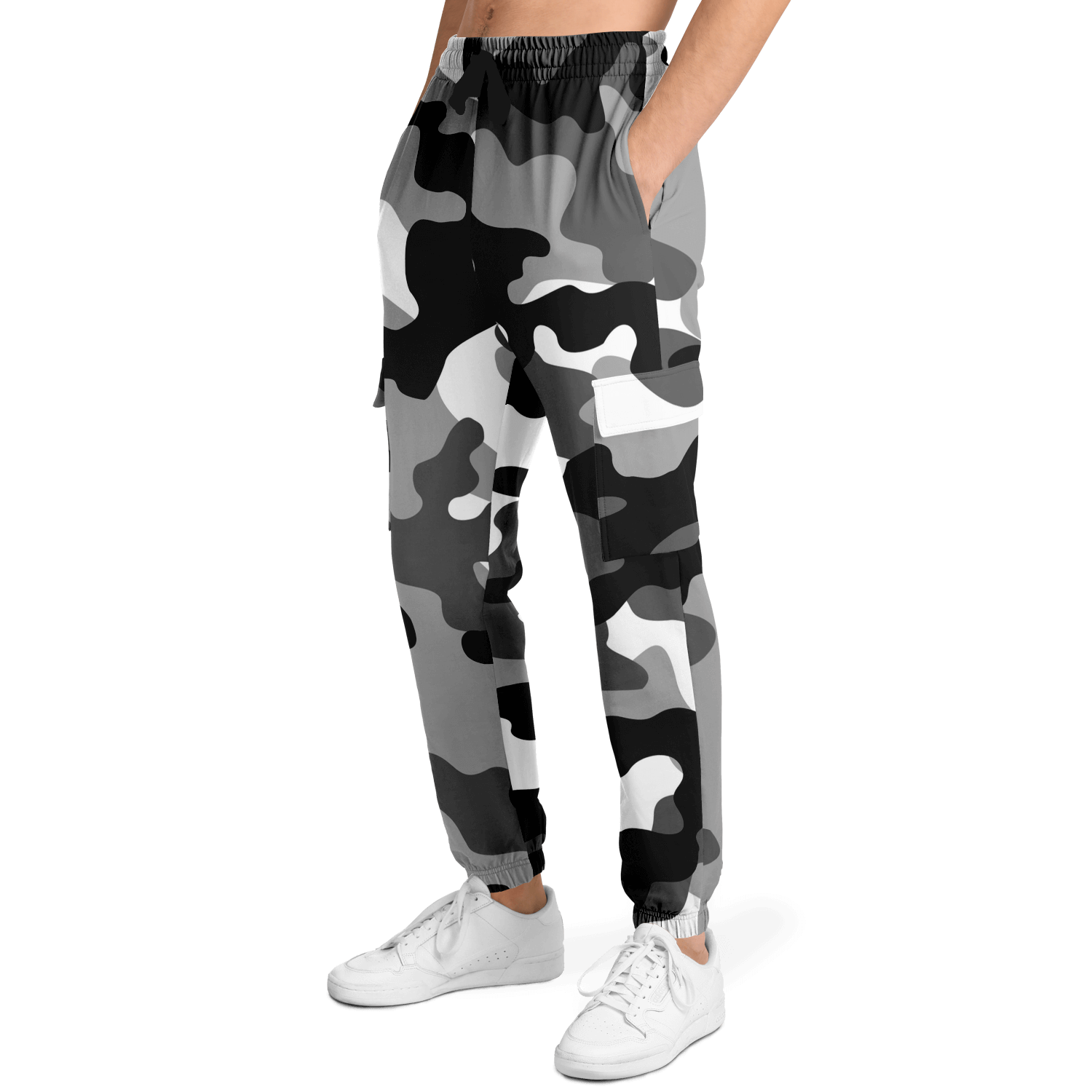 Camo Cargo Pants | Unisex | Black, White & Gray Camouflage