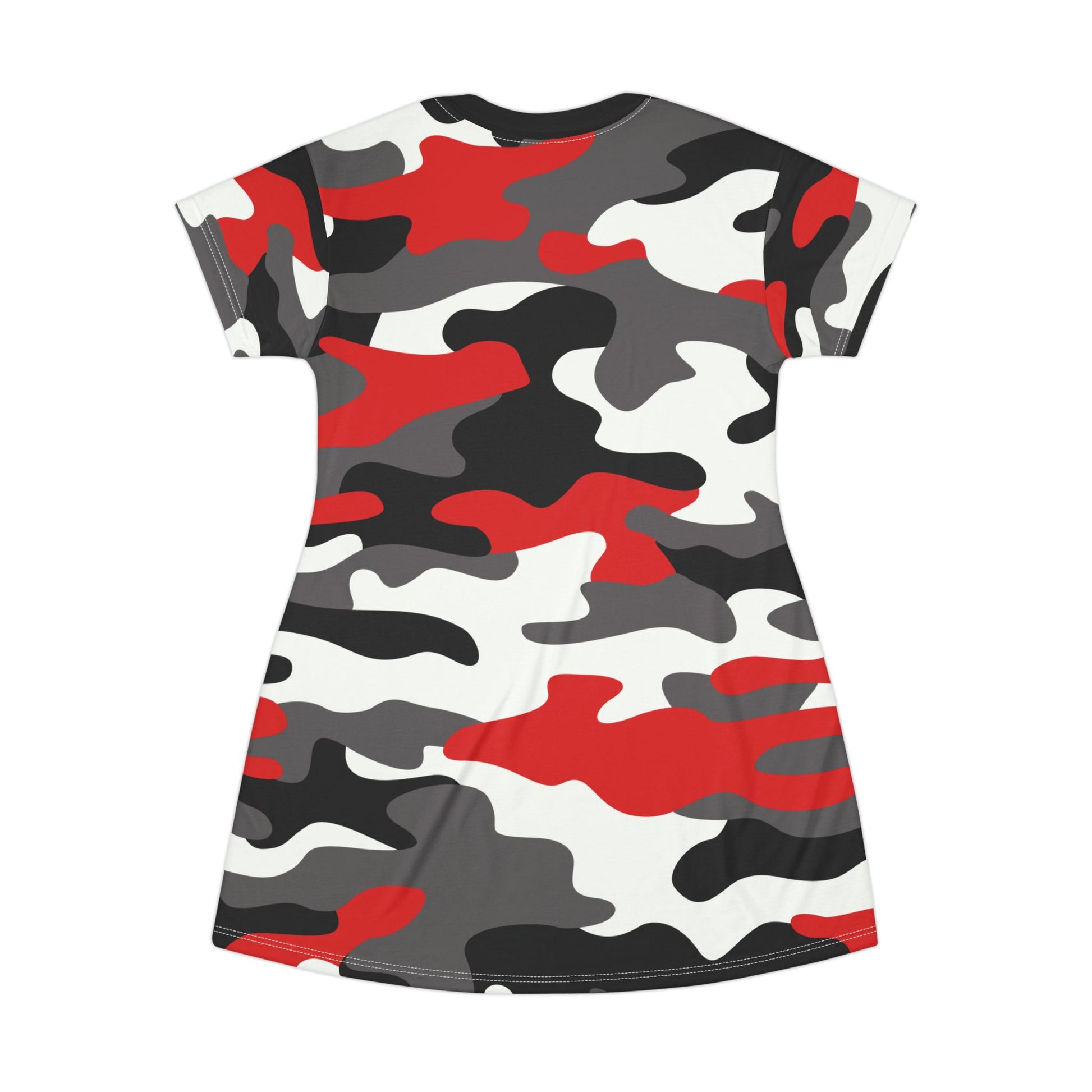 Camo T-Shirt Dress | Red, Black, and White Camouflage