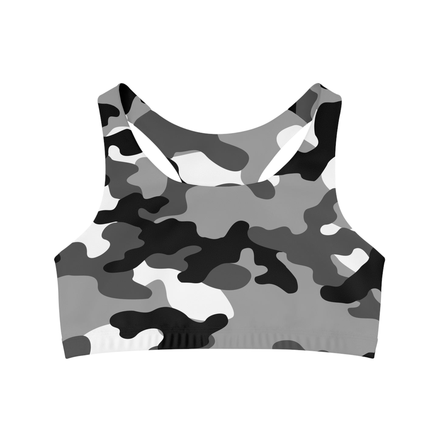 Camo Bra | Gray, Black, and White Sports Camouflage