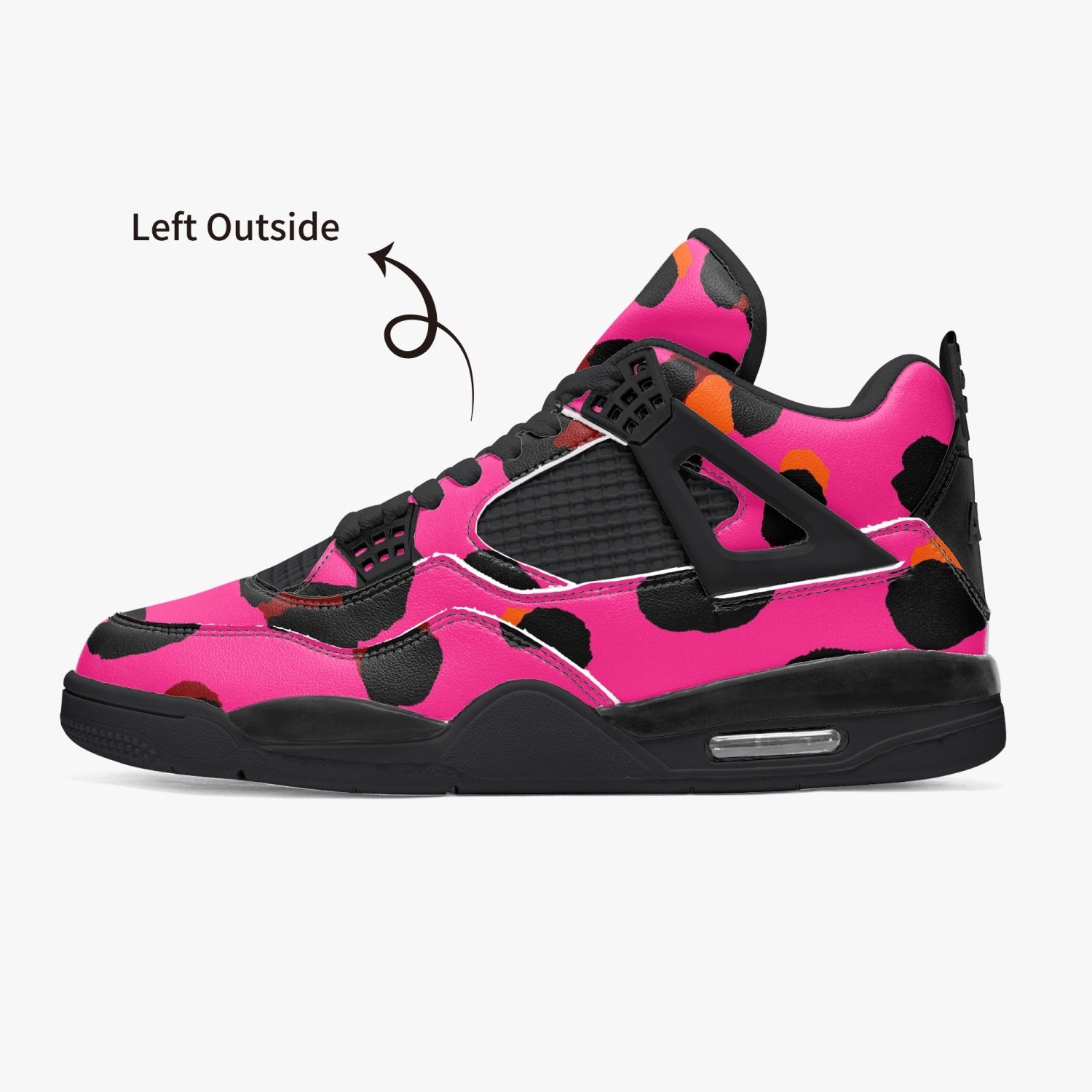 Leopard Jordans AJ4 | Cerise Pink, Orange and Black Pattern