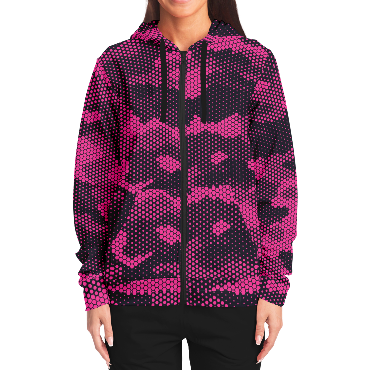 Zip-Up Hoodie | Digital Pink Camouflage