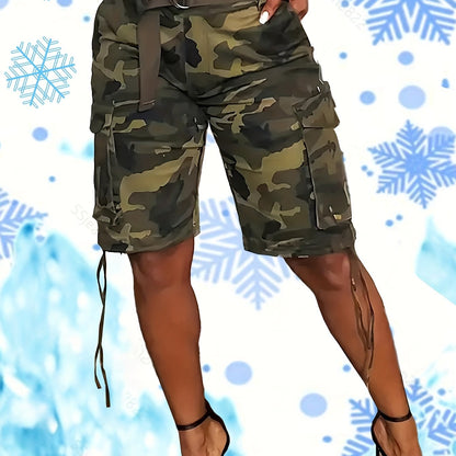 Camo Print Bermuda Denim Shorts for Women | Boot Cut DK1210