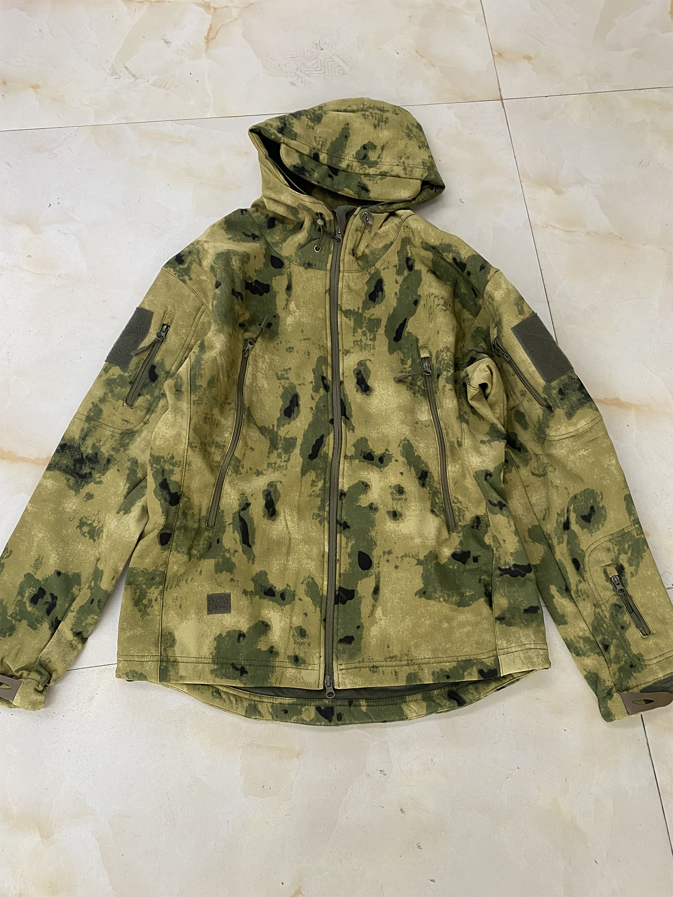 Men's Tactical Camo Windbreaker | Waterproof, Mid-Length Military Jacket with Hood