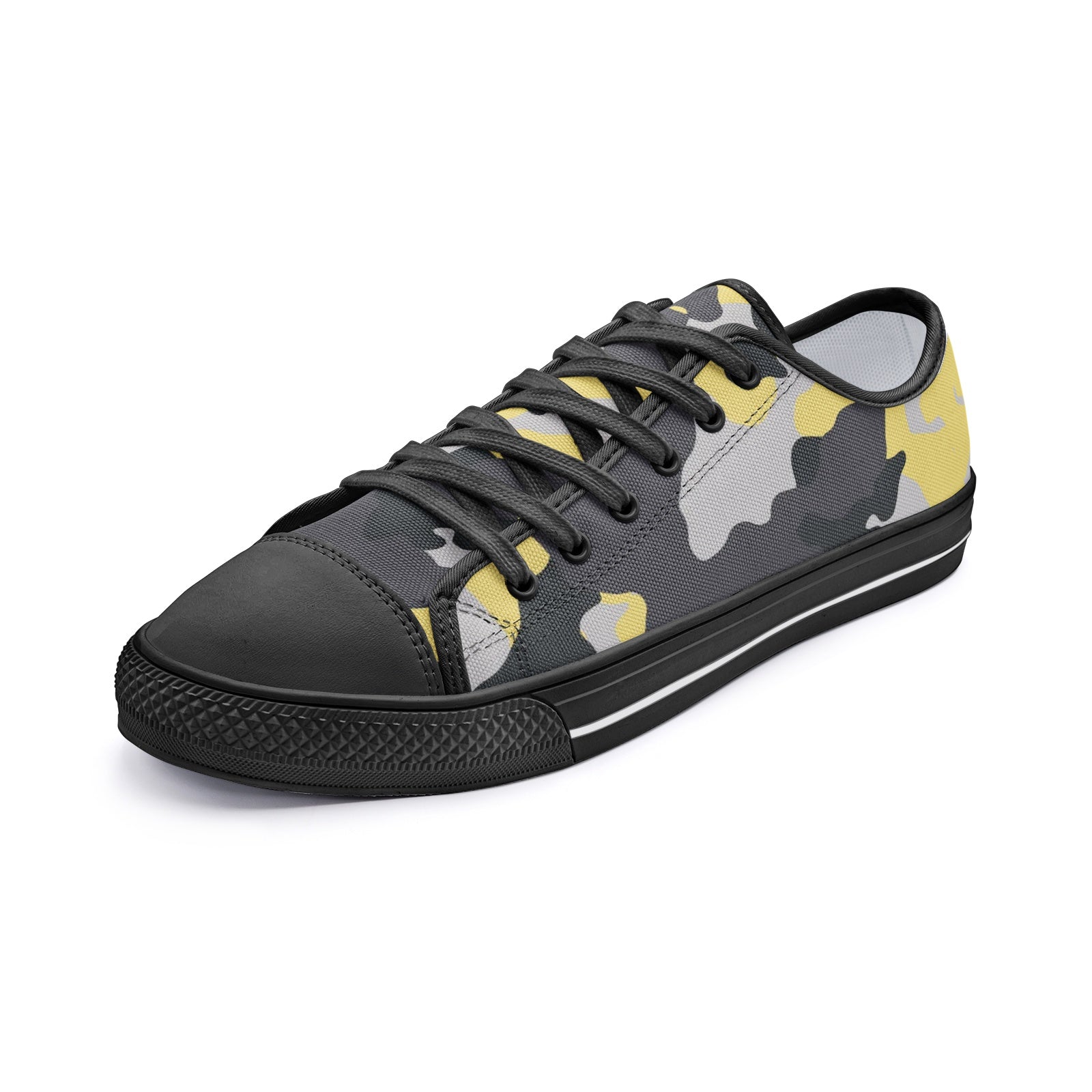 Camo Shoes | Low Top Canvas | Yellow, Black, and Silver