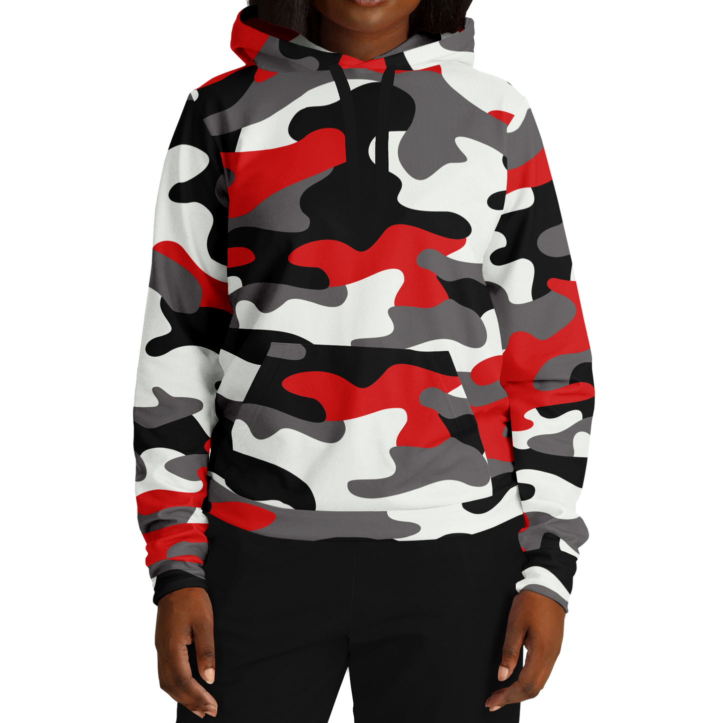 Camo Hoodie | Red, Black & White Camouflage Pullover