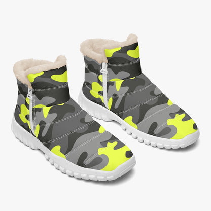 Camo Boots | Cotton-pad Fur Zipper Up | Yellow, Black & Gray