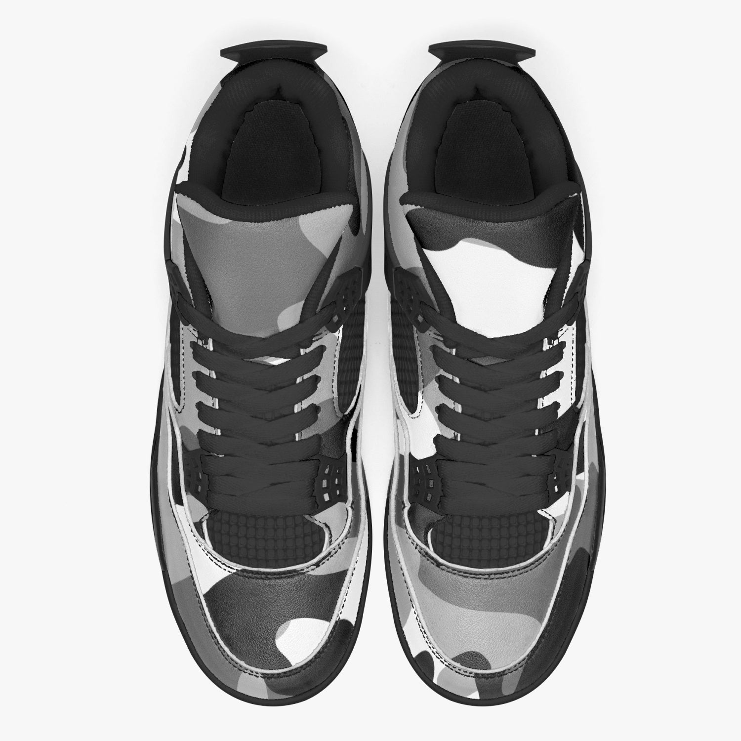 Camo Jordans AJ4 | Gray, Black and White Camouflage