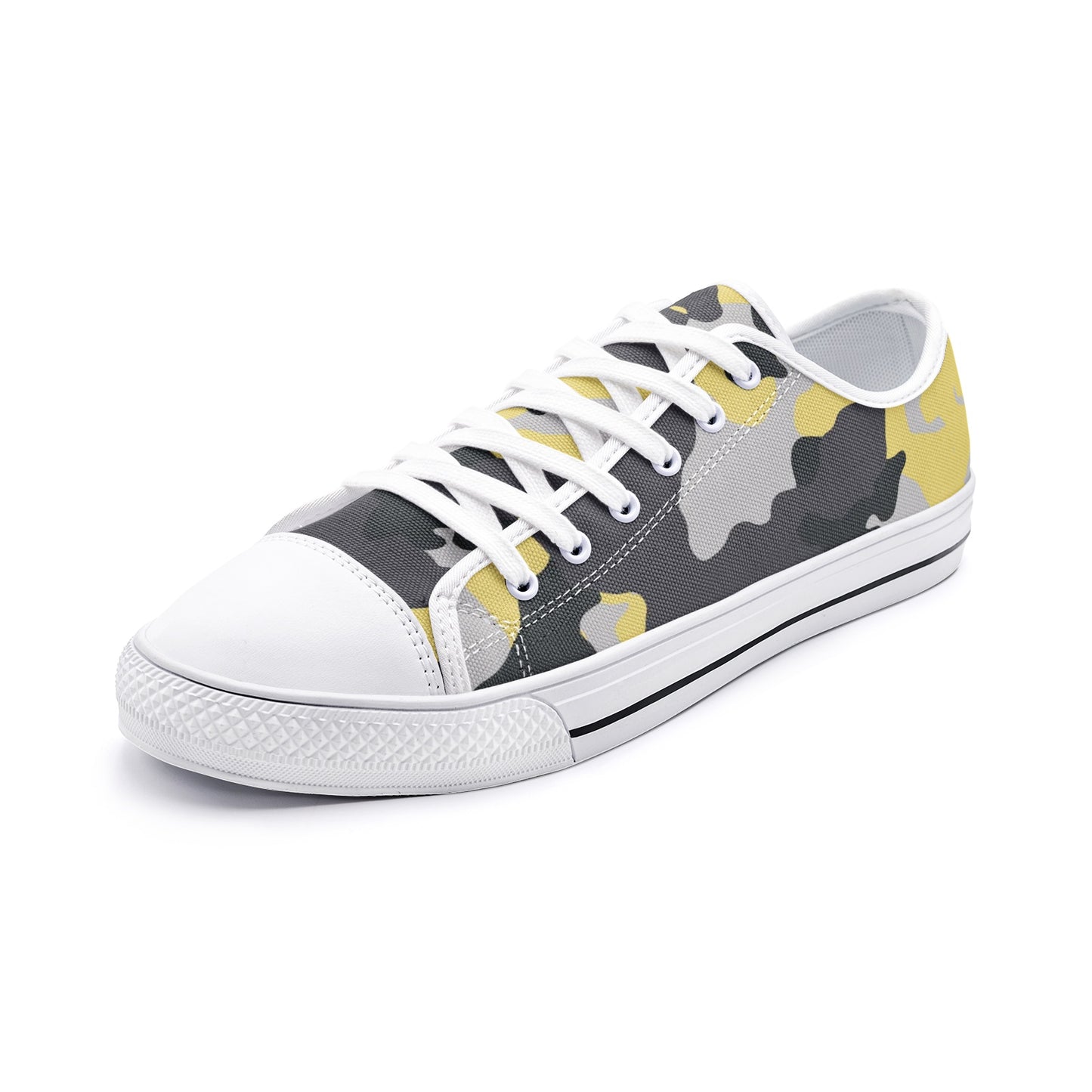 Camo Shoes | Low Top Canvas | Yellow, Black, and Silver