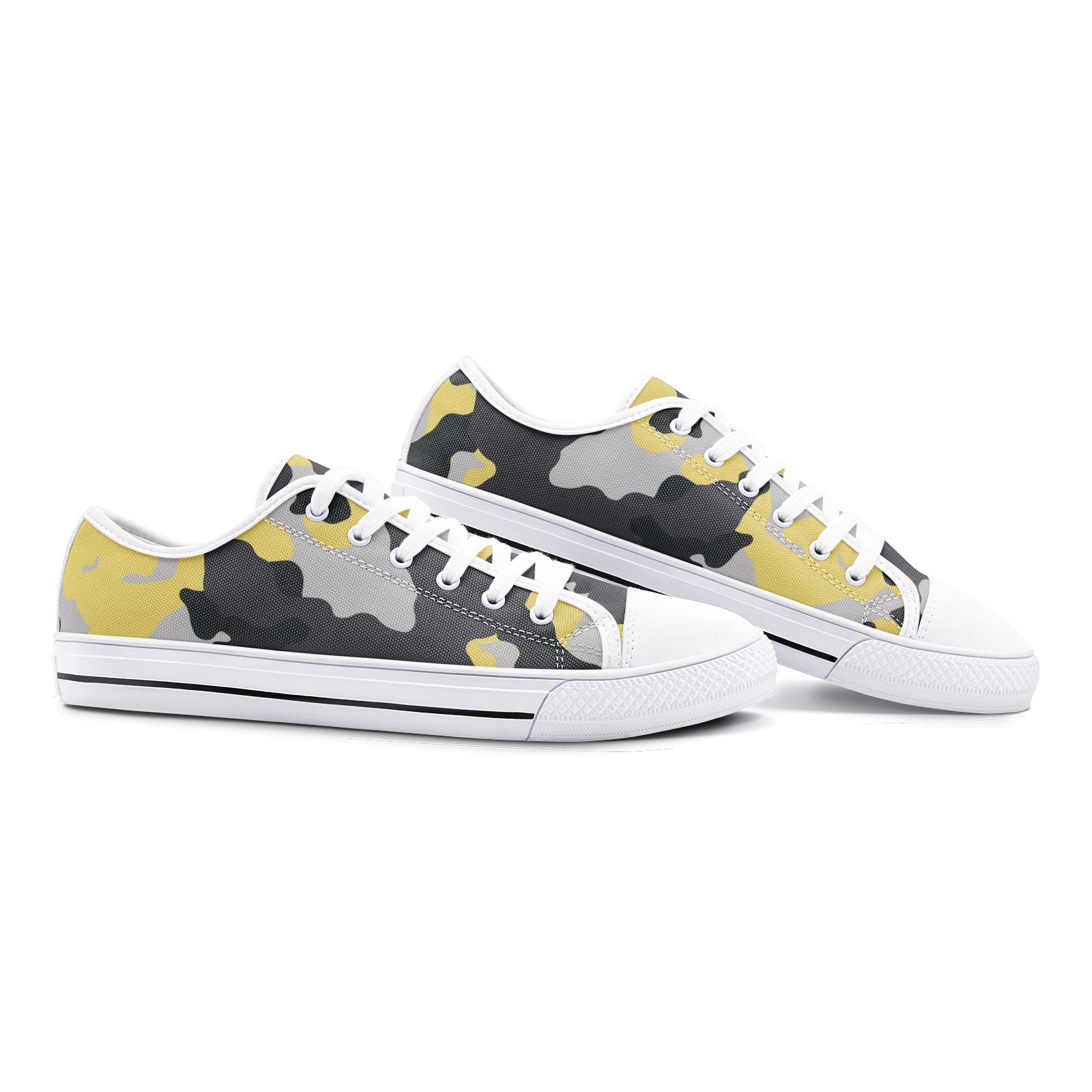 Camo Shoes | Low Top Canvas | Yellow, Black, and Silver