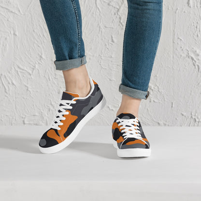 Camo Sneakers | Classic Low-Top | Orange, Black, & Gray