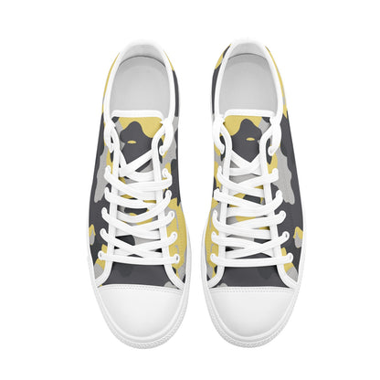 Camo Shoes | Low Top Canvas | Yellow, Black, and Silver