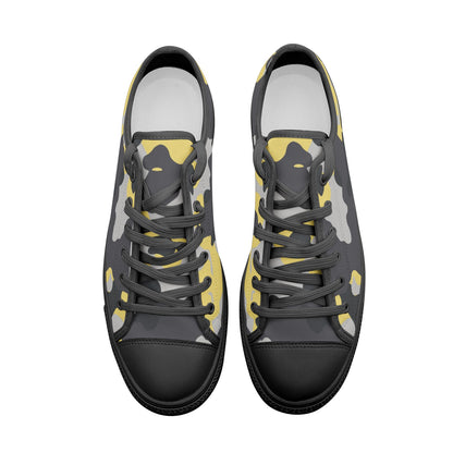 Camo Shoes | Low Top Canvas | Yellow, Black, and Silver