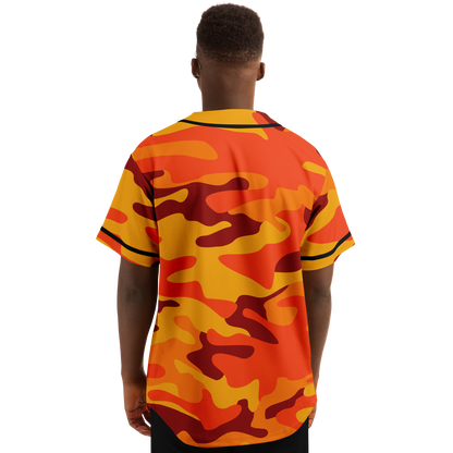 Camo Baseball Jersey | Orange & Red Camouflage