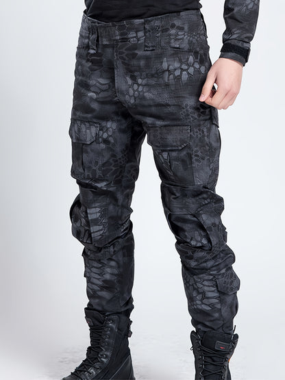 Men's Tactical Camo Cargo Pants | Non-Stretch | Black Khaki