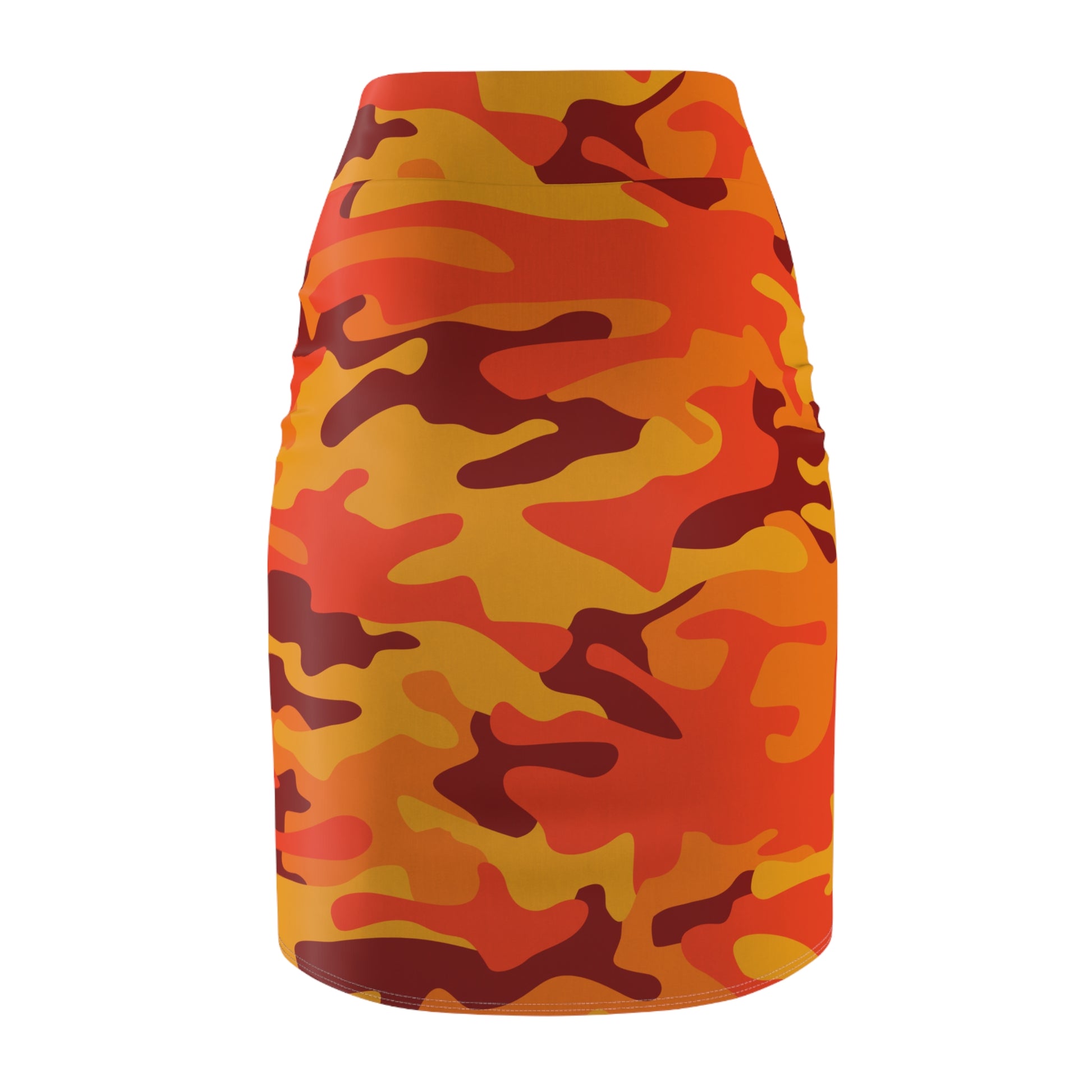 Camo Mini Skirt | Pencil Cut | Orange & Red