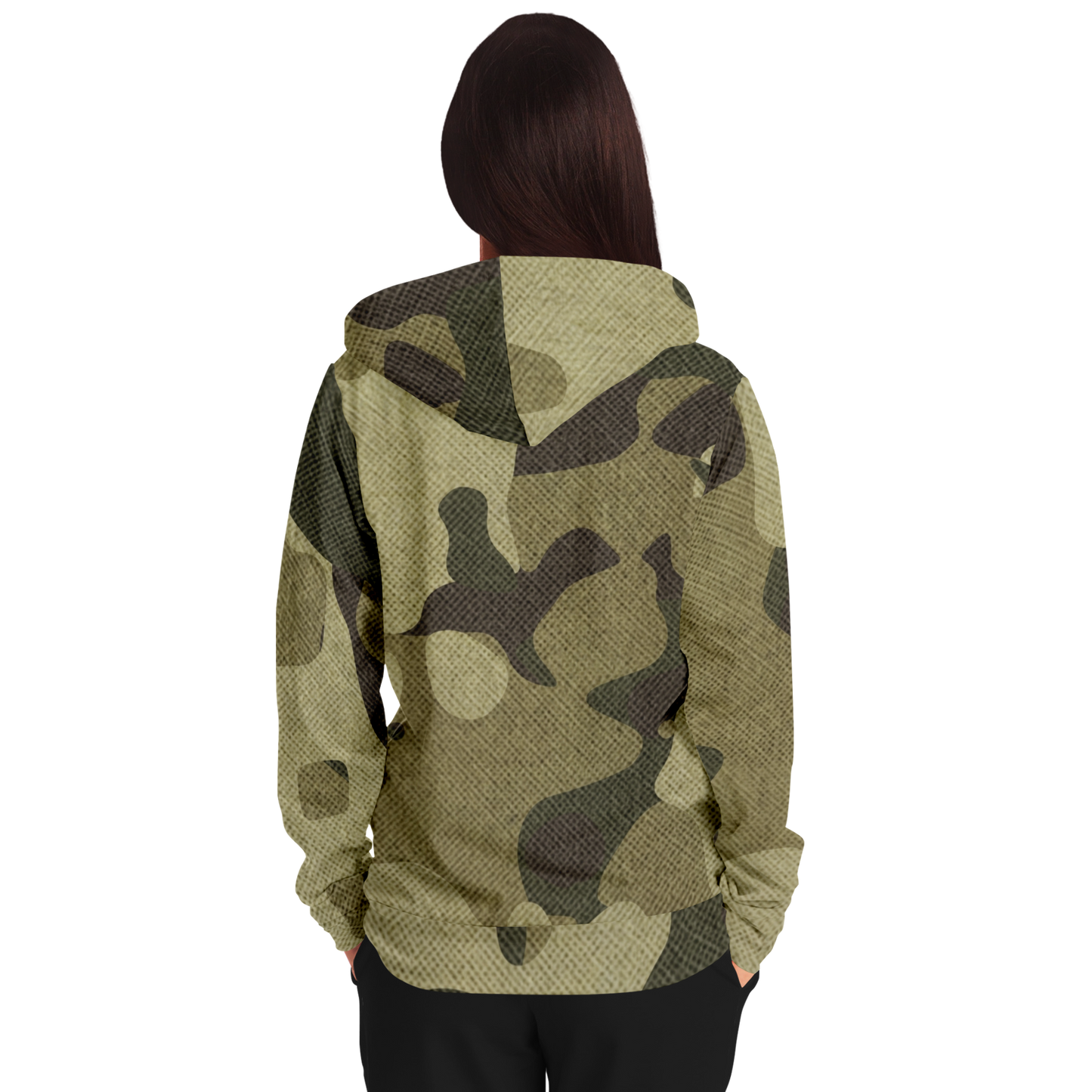 Zip-Up Hoodie | Green Fabric Camouflage