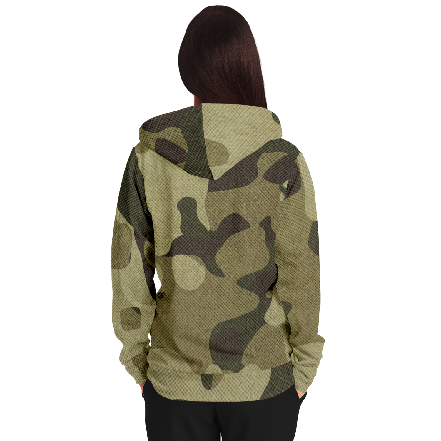 Zip-Up Hoodie | Green Fabric Camouflage