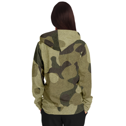 Zip-Up Hoodie | Green Fabric Camouflage