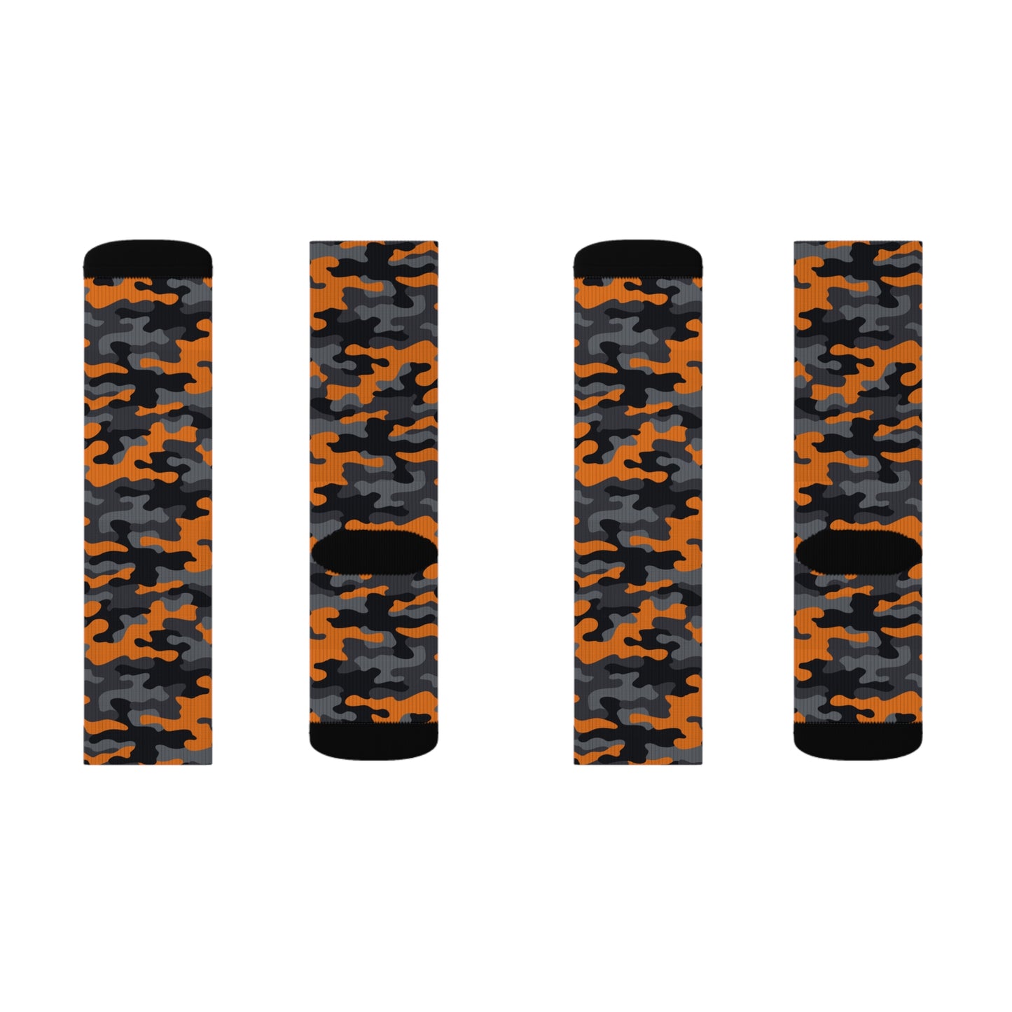 Camo Socks | Orange, Black, and Gray Camouflage