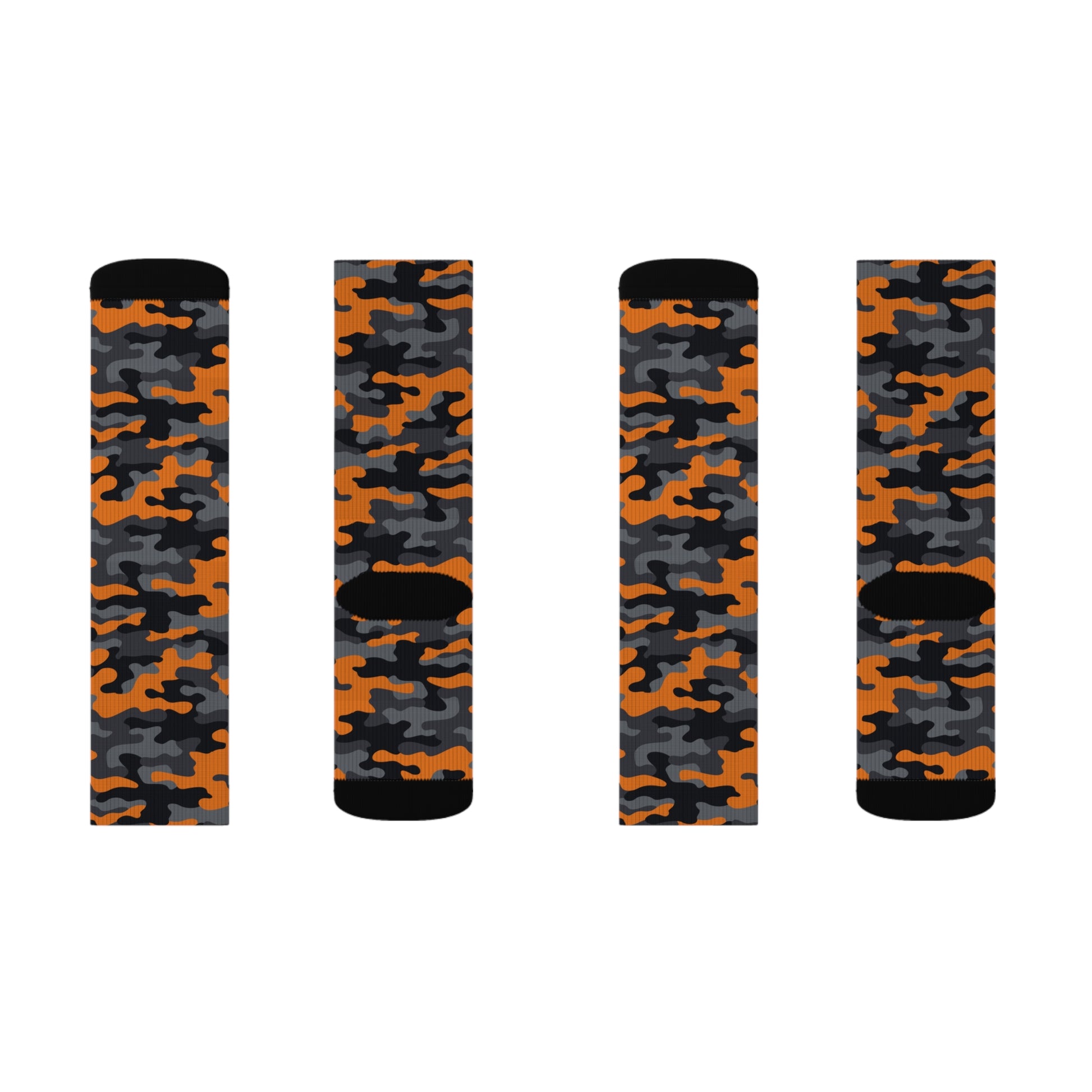 Camo Socks | Orange, Black, and Gray Camouflage