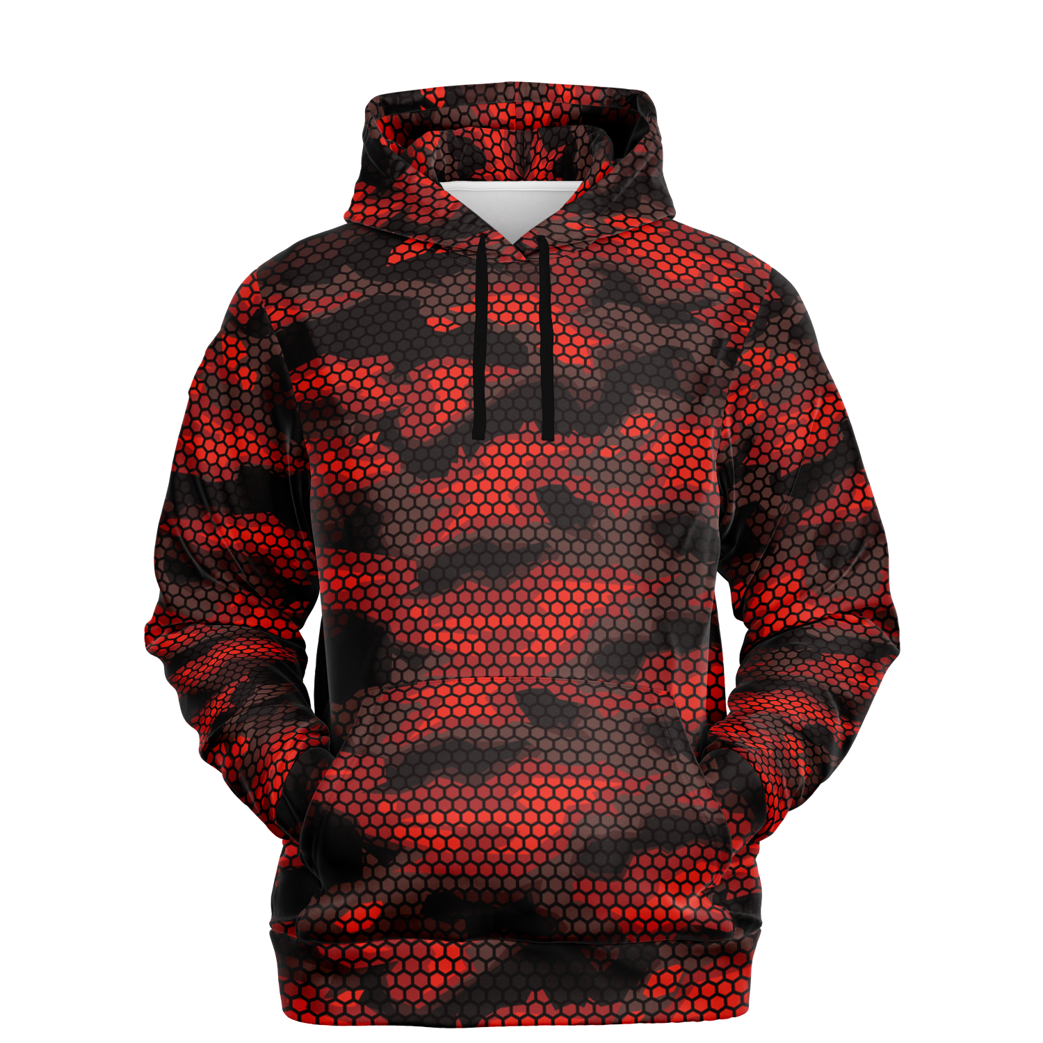 Red Camo Hoodie | Geometric Hive Camouflage Pattern