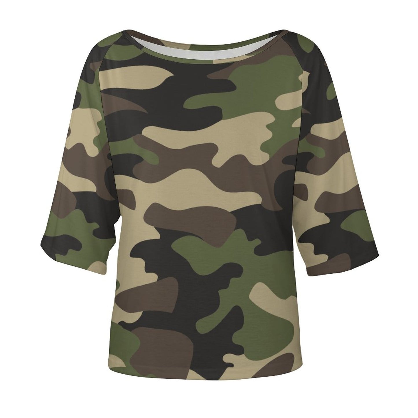 Off The Shoulder Top | Classic Green Camo Shirt