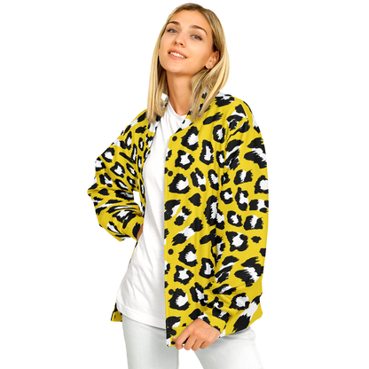 Baseball Jacket in Yellow & Black Leopard Pattern