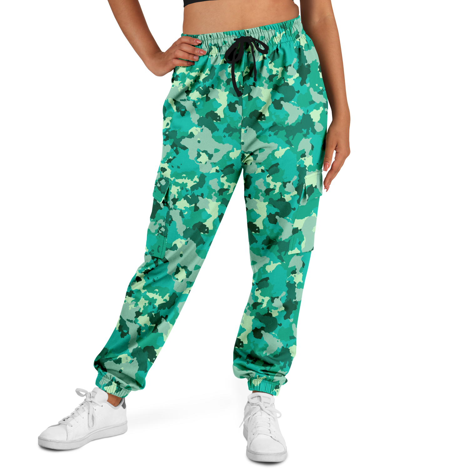 Cyan Green Camo Cargo Pants | Unisex