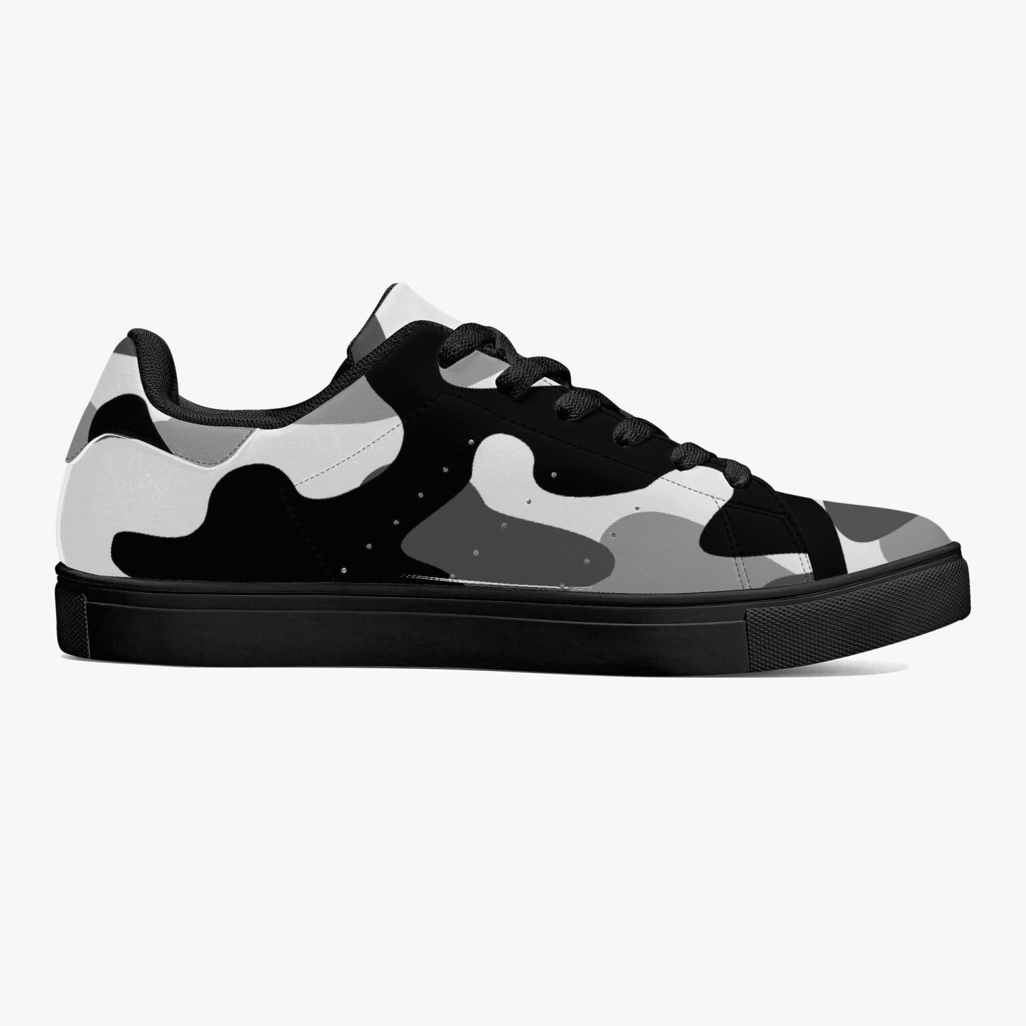 Camo Sneakers | Classic Low-Top Leather | Gray, Black and White