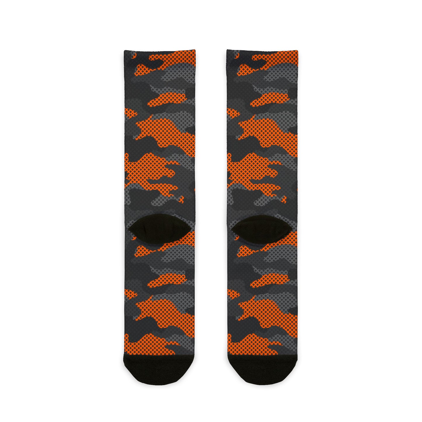 Camo Socks | Black & Orange Pixel | Sublimation Crew