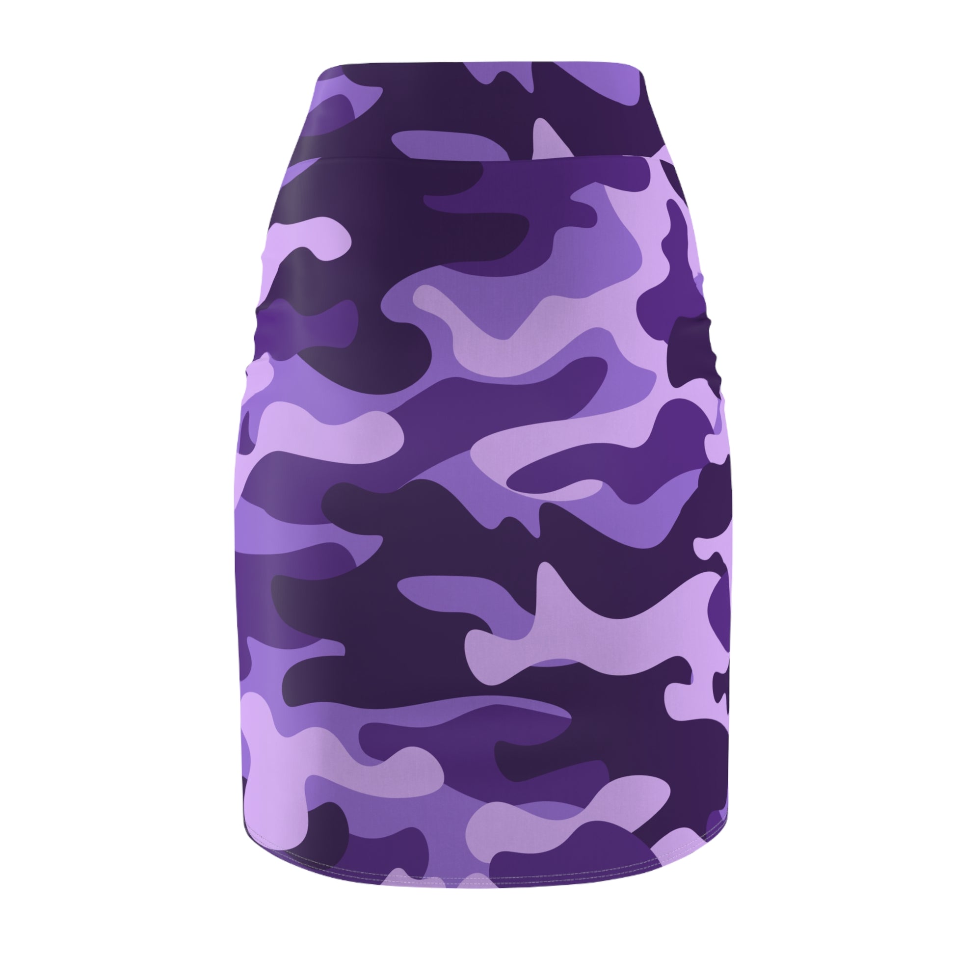 Camo Mini Skirt | Pencil Cut | Purple, Blue, & Mauve