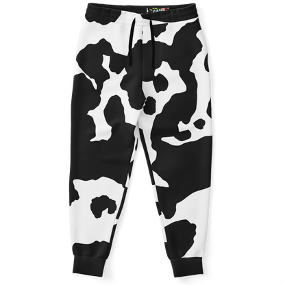 Camo Joggers | Unisex | Black & White Cow Camouflage