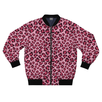 Leopard Jacket | Men's Classic Bomber | Pink, Cherry and Black