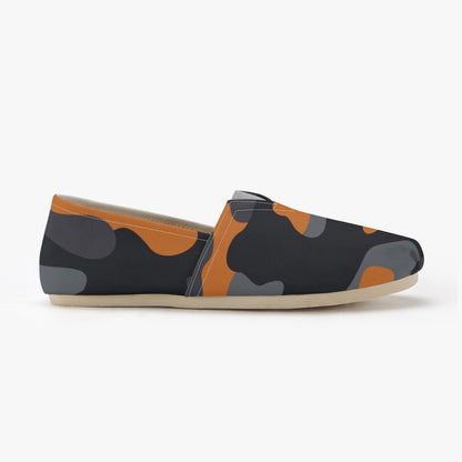 Camo Toms | Orange, Black, and Gray Camouflage Canvas Shoes